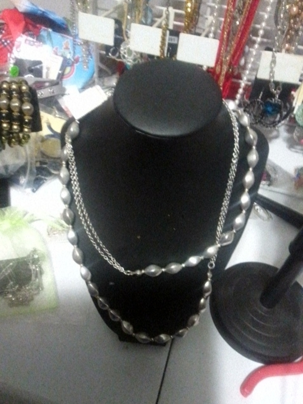 Chico's Silver-Tone Double Strand Beaded Necklace